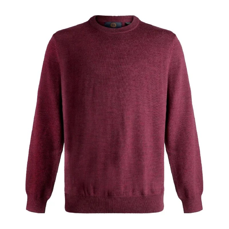 Men's Sweaters with Cable PatternsExtra Fine 'Zegna Baruffa' Merino Wool Crew Neck Sweater in Ruby Wine by Viyella
