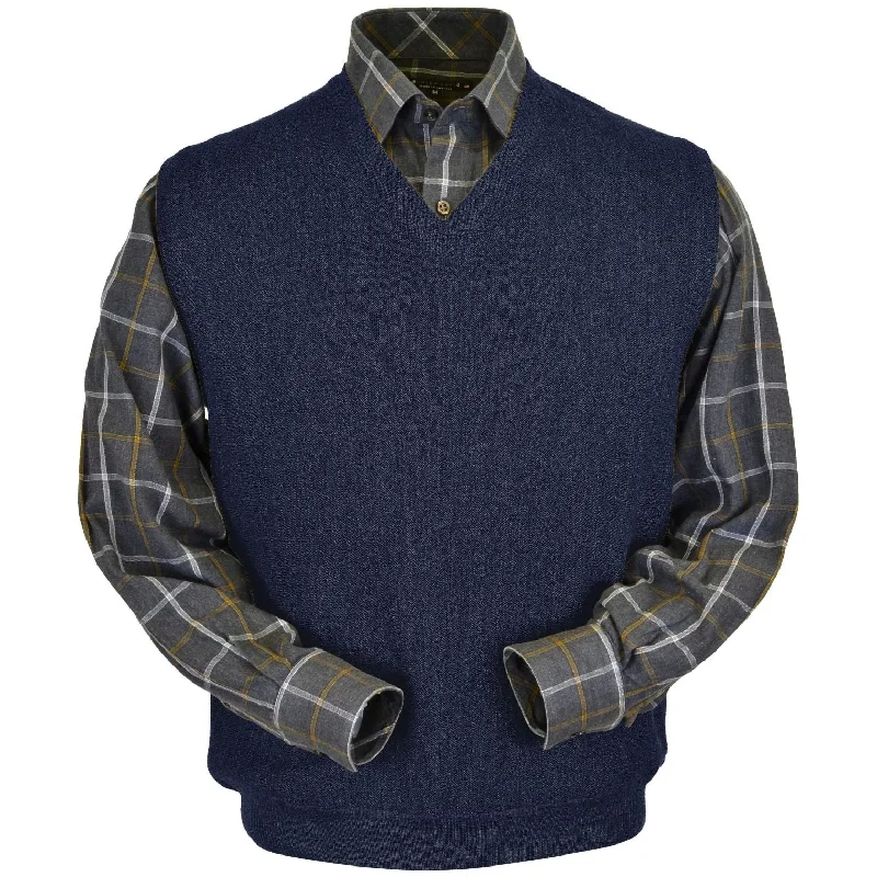Athletic Men's Performance SweatersBaby Alpaca 'Links Stitch' V-Neck Sweater Vest in Midnight Heather by Peru Unlimited