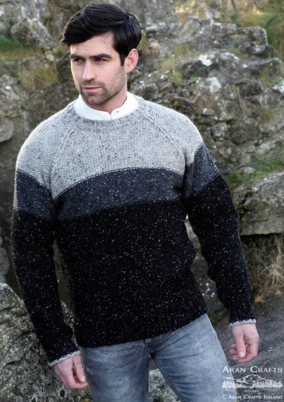 Men's Sweaters with Stand-Up CollarsAran Crafts Three Tone Donegal Sweater - Clearance Men's Sweaters with Stand-Up CollarsAran Crafts Three Tone Donegal Sweater - Clearance