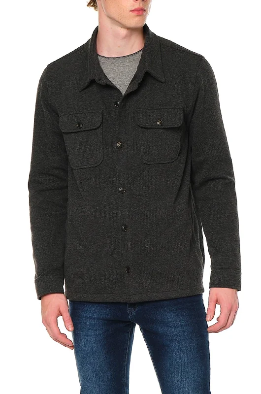 Lightweight Button-Down Over Shirt - Anthracite