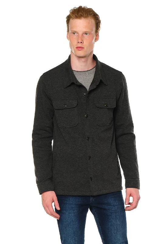 Lightweight Button-Down Over Shirt - Anthracite