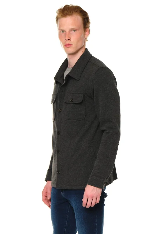 Lightweight Button-Down Over Shirt - Anthracite