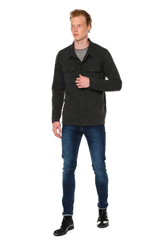 Lightweight Button-Down Over Shirt - Anthracite