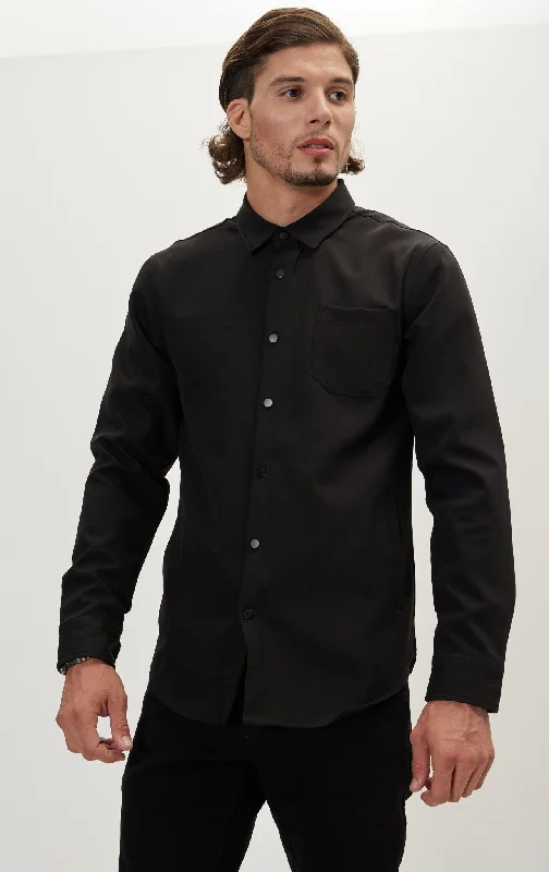 Tonal Button Up Shirt - Black