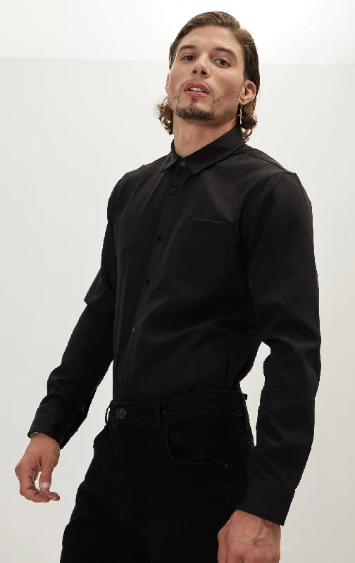 Tonal Button Up Shirt - Black