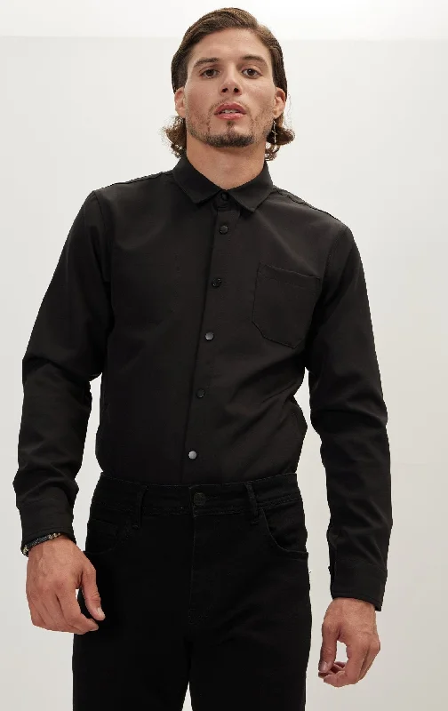 Tonal Button Up Shirt - Black