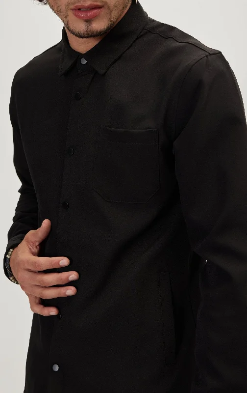 Tonal Button Up Shirt - Black