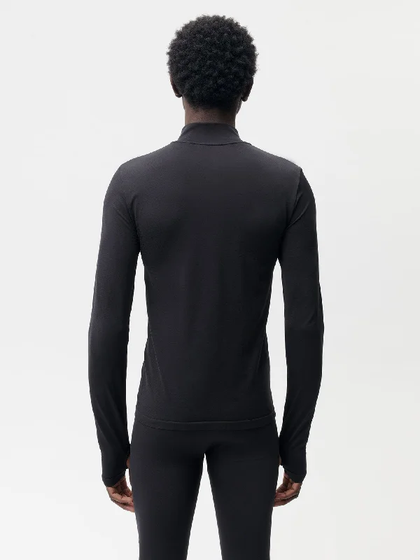 Men's Plant-Stretch Long Sleeve Half-Zip Top—black