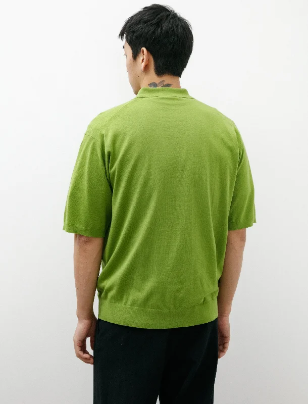 Super High Gauge Cotton Knit Polo Sage Green