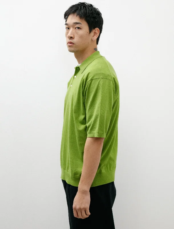 Super High Gauge Cotton Knit Polo Sage Green