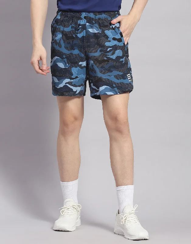 Men Blue Printed Short