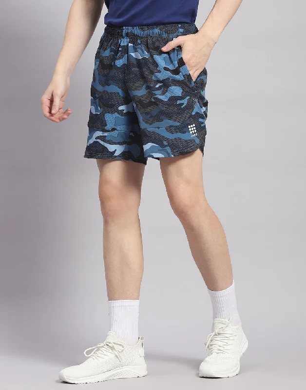 Men Blue Printed Short