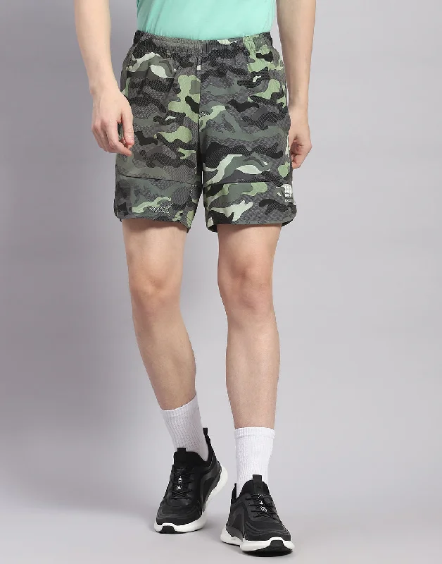 Men Green Printed Short