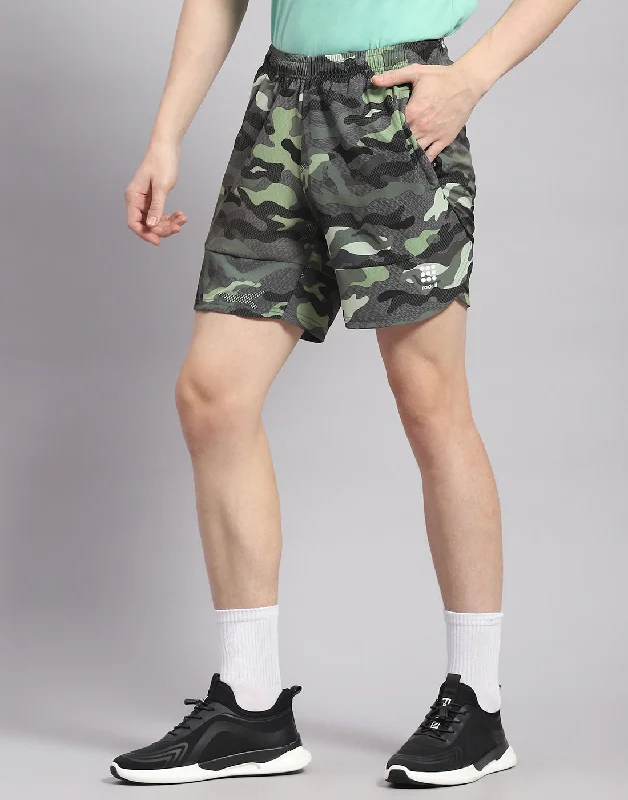 Men Green Printed Short