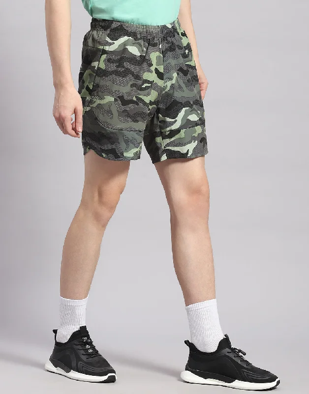 Men Green Printed Short