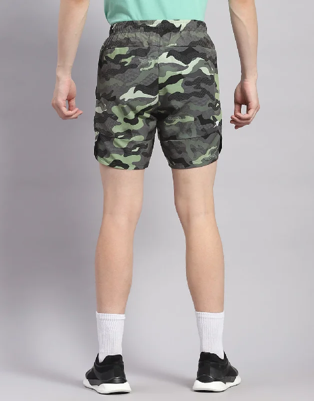 Men Green Printed Short