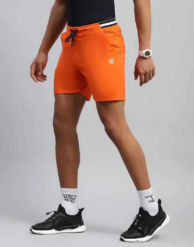 Men Orange Solid Smart Fit Short