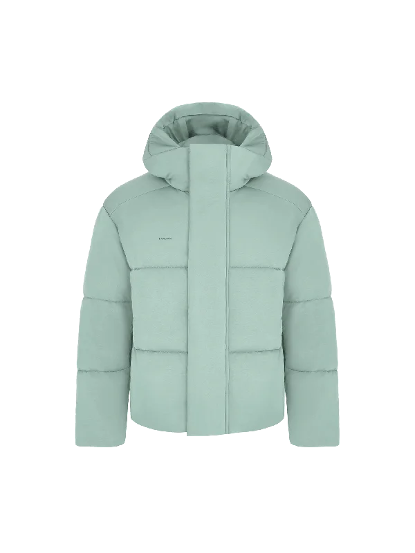 Men’s Flower-Warmth Recycled Nylon Puffer—eucalyptus blue