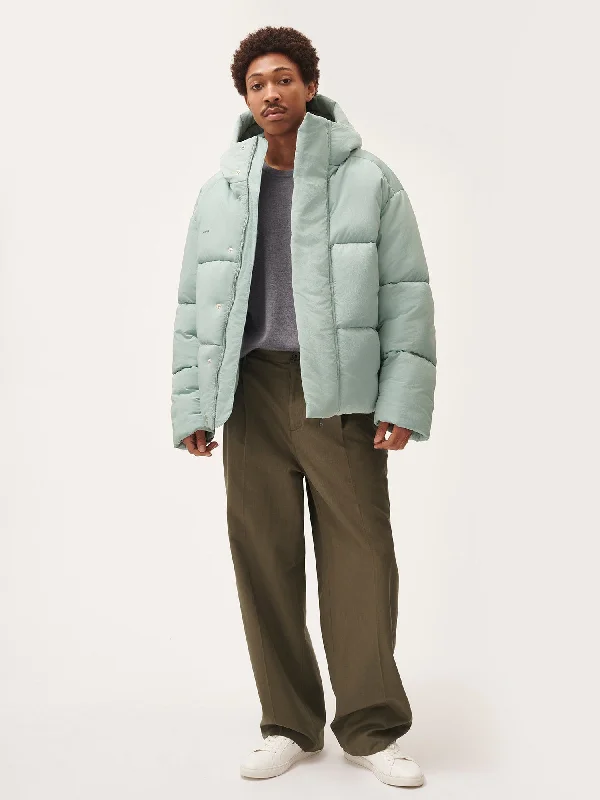 Men’s Flower-Warmth Recycled Nylon Puffer—eucalyptus blue