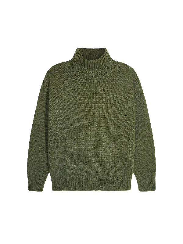 Men's Recycled Cashmere Turtleneck Sweater—rosemary green