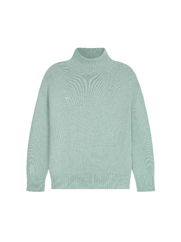 Men's Recycled Cashmere Turtleneck Sweater—eucalyptus blue