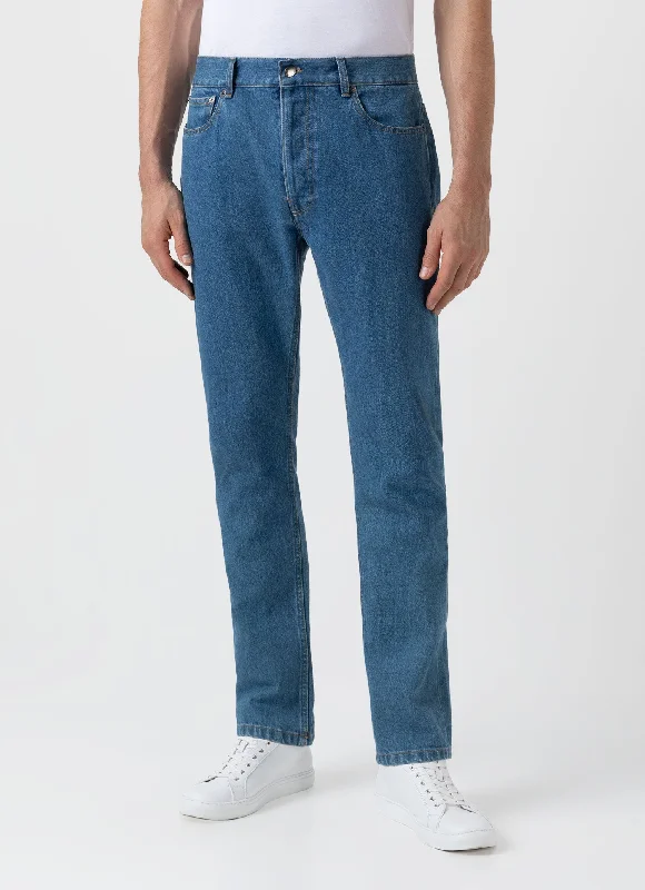 Men's Slim Fit Jeans in Mid Wash Denim