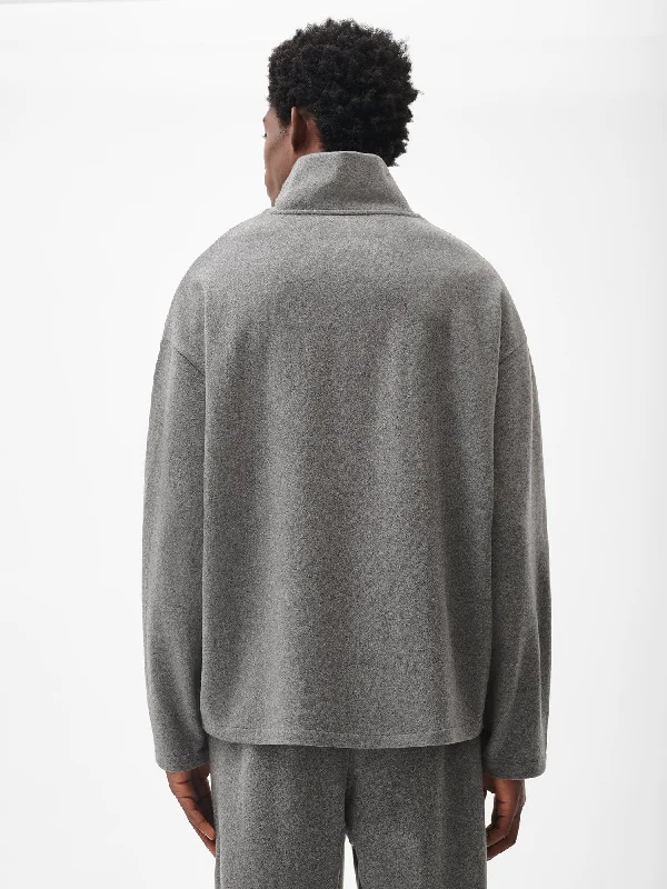 Men's Recycled Wool Jersey Half-Zip Sweater—volcanic grey