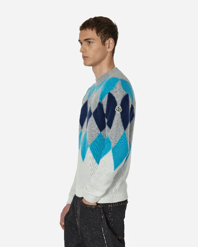 FRGMT Argyle Wool & Cashmere Sweater Blue