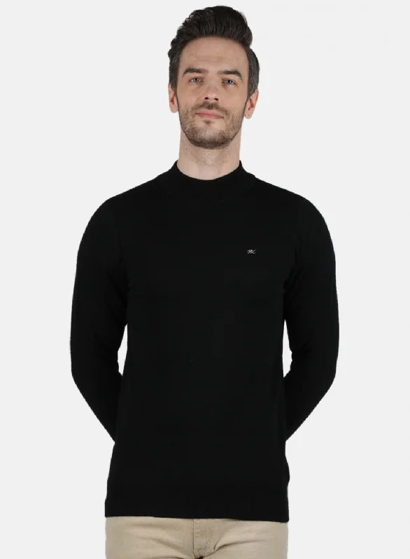 Men Black Solid Pullover