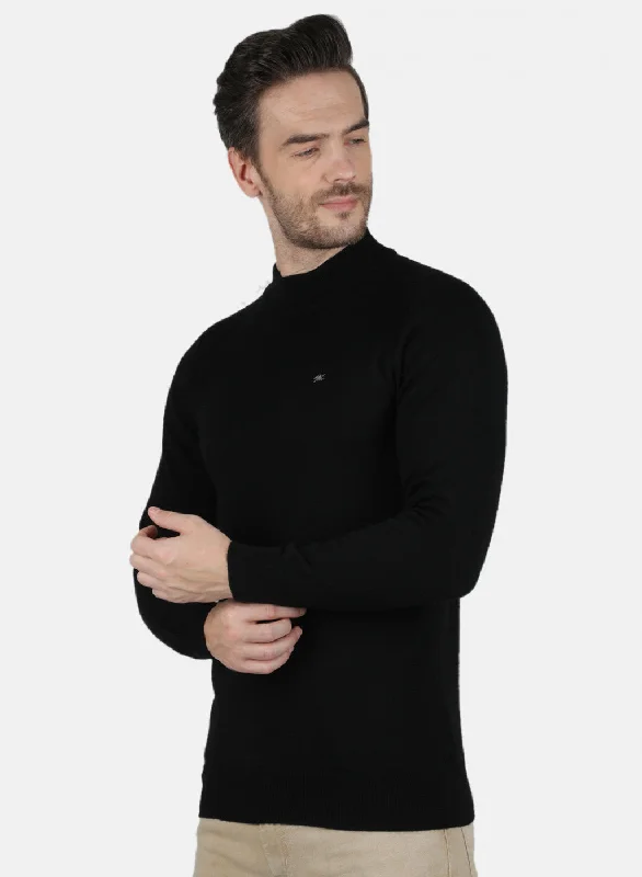 Men Black Solid Pullover