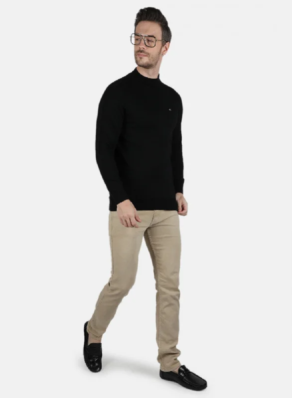 Men Black Solid Pullover