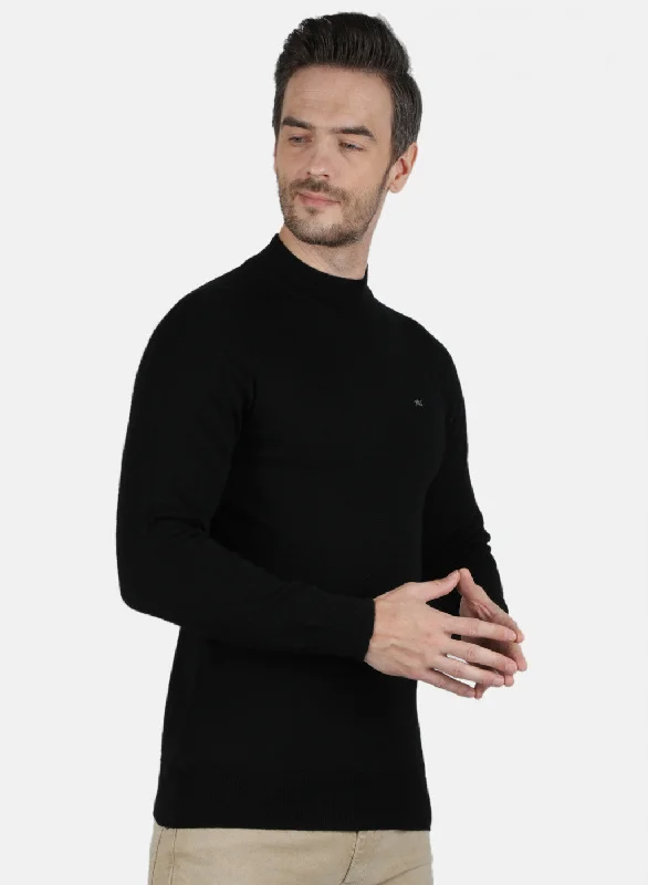 Men Black Solid Pullover