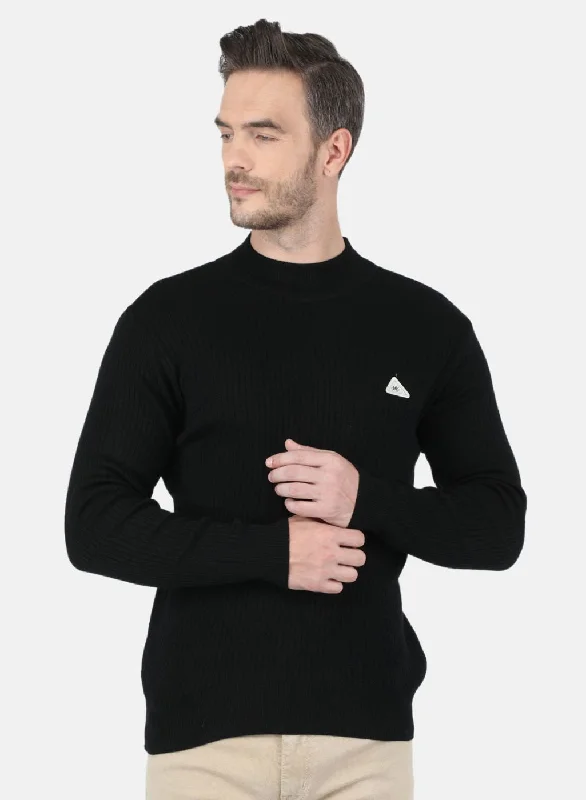 Men Black Solid Pullover