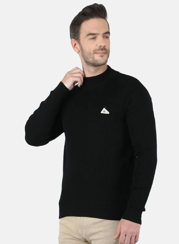 Men Black Solid Pullover