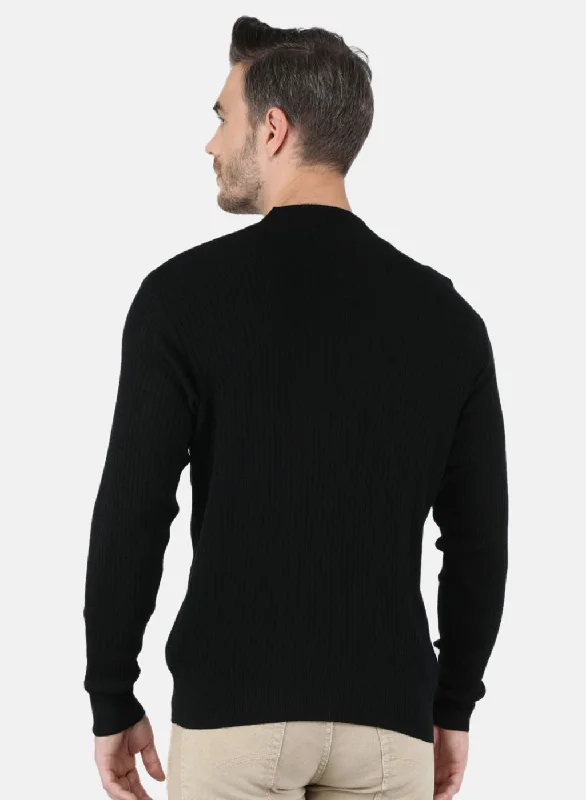 Men Black Solid Pullover