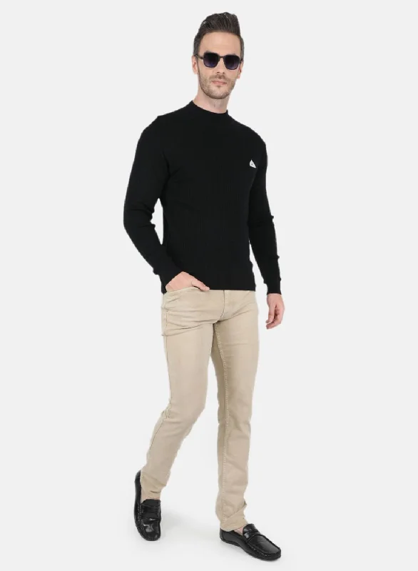 Men Black Solid Pullover