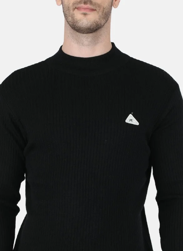 Men Black Solid Pullover