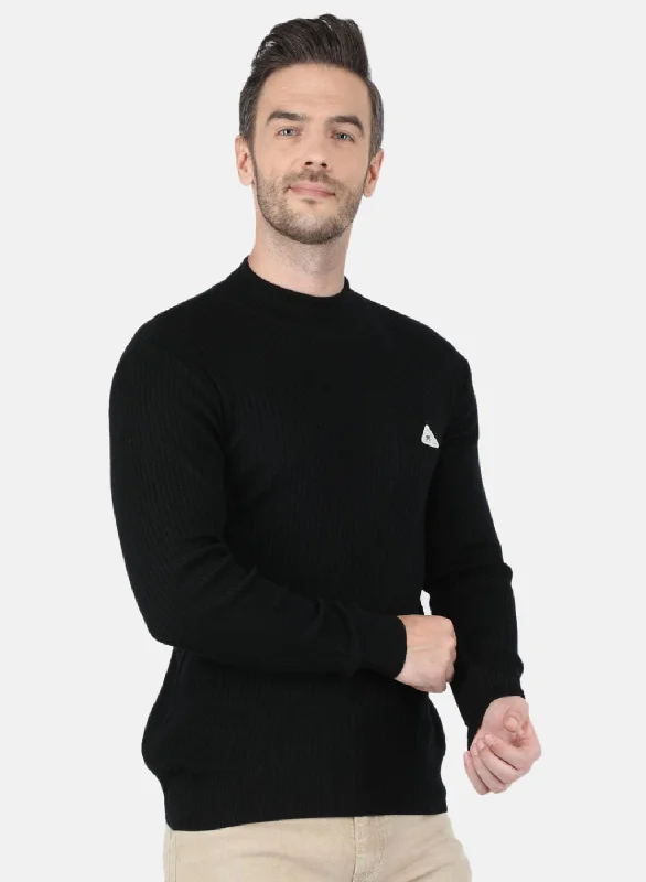 Men Black Solid Pullover