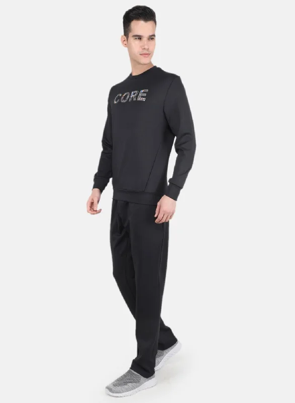 Men Black Solid Tracksuit