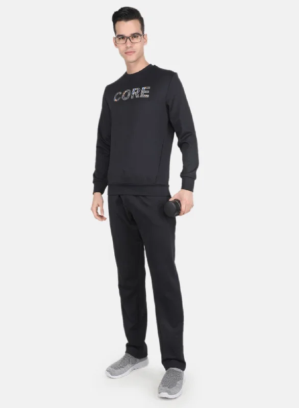 Men Black Solid Tracksuit