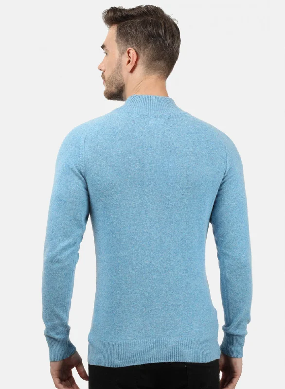 Men Blue Solid Pullover