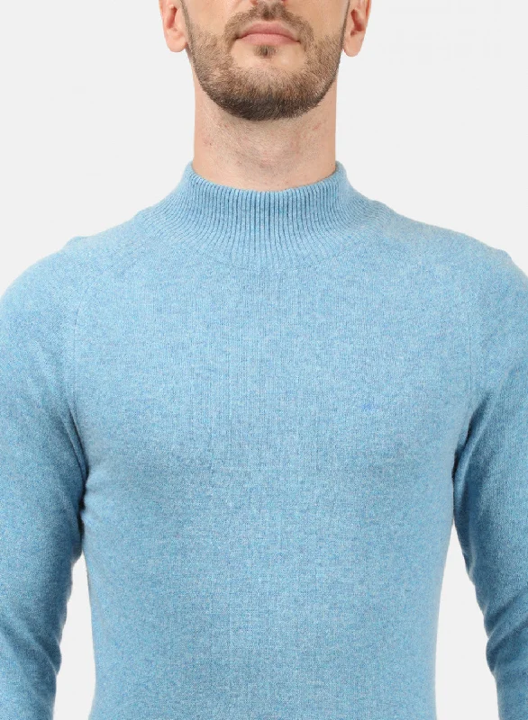 Men Blue Solid Pullover