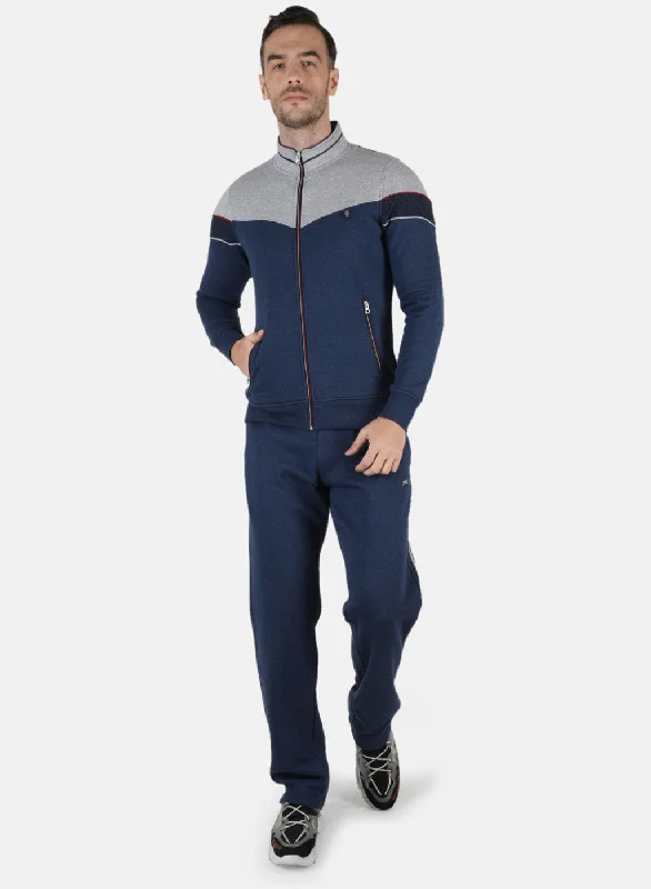 Men Blue Solid Tracksuit