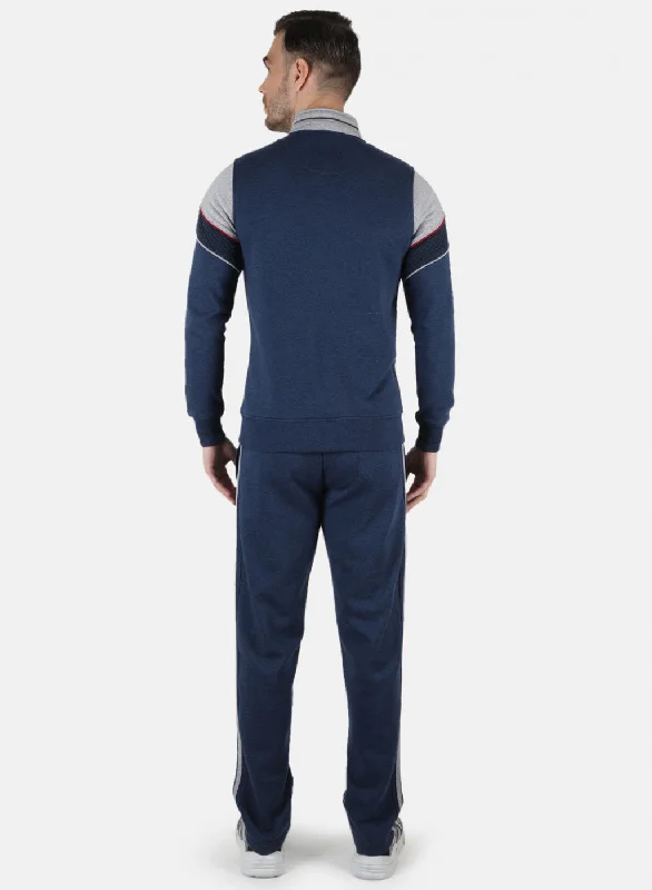 Men Blue Solid Tracksuit