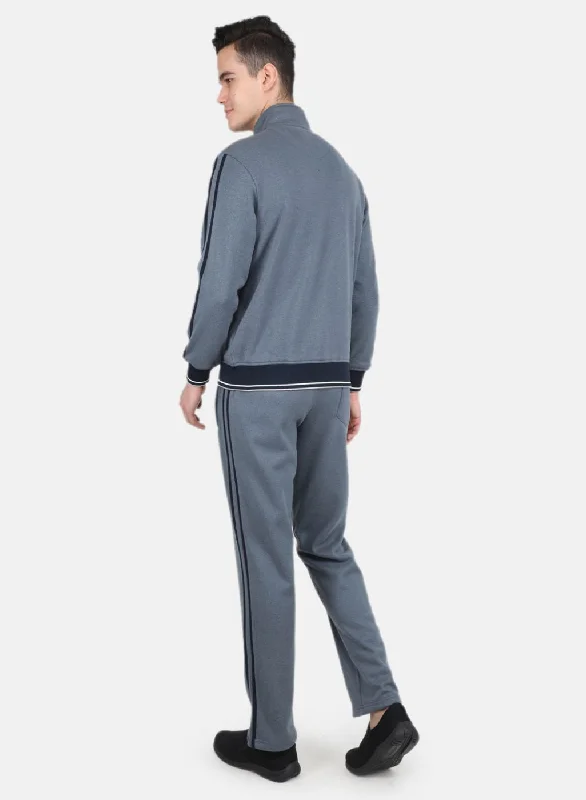 Men Blue Solid Tracksuit