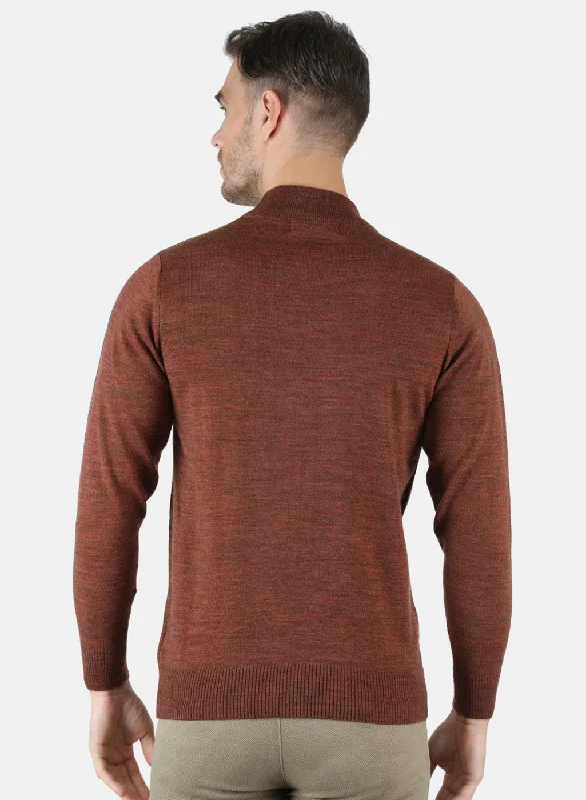 Men Brown Solid Pullover