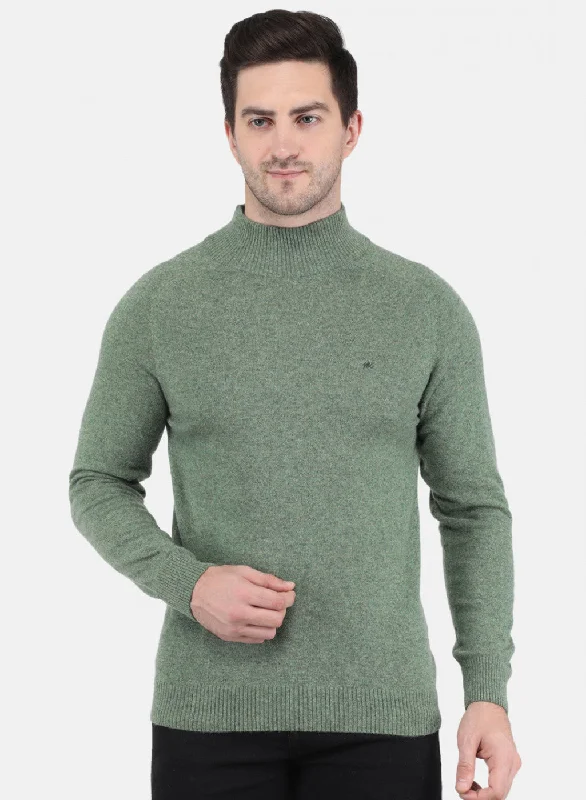 Men Green Solid Pullover