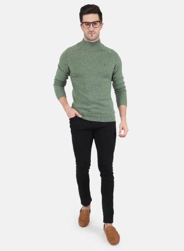 Men Green Solid Pullover