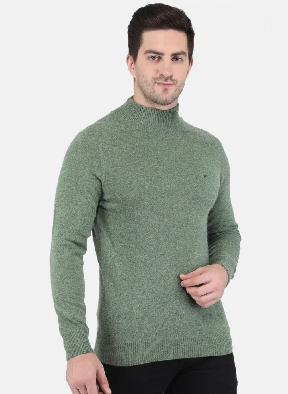 Men Green Solid Pullover