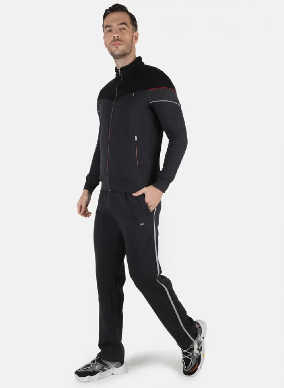 Men Grey Solid Tracksuit